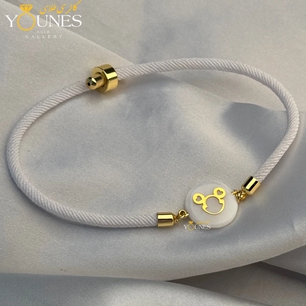 تصویر دوم دستبند میکی موس طلا صدفی 1.5سانتی متر